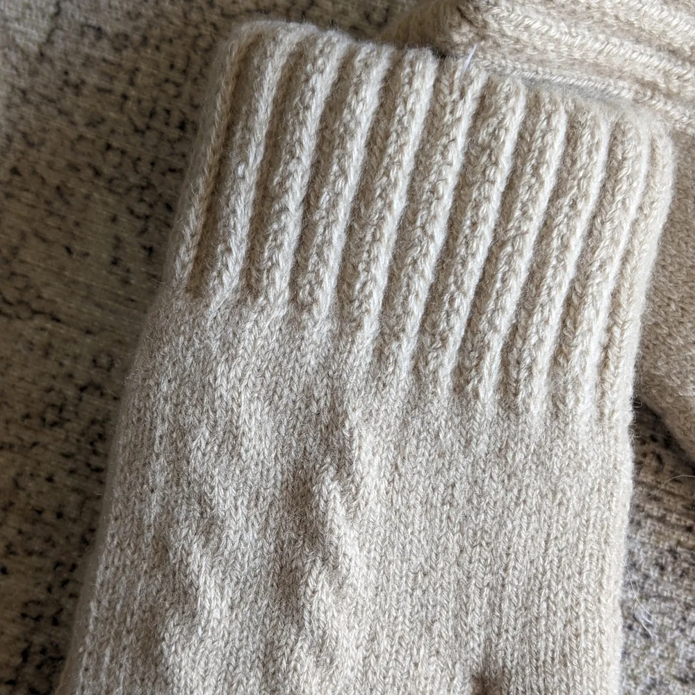 Elegant thickened Double-layer Knitted Gloves Beige